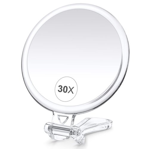 B Beauty Planet 30X Magnifying Mirror, Magnifying Mirror with Handle for Travel Mirror, Handheld Magnifying Mirror with Double Side 30X/1X Magnification, Handheld Mirror for Eyes Makeup 5 in