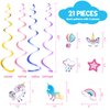 WERNNSAI Unicorn Hanging Swirls - 21PCS Rainbow Unicorn Birthday Decorations Ceiling Streamers for Girls Birthday Party Supplies Unicorn Theme Hanging Decor