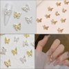 Butterfly Nail Charms,124 PCS Butterfly Charms for Nail Silver Butterfly Charms Gold Butterfly Nail Charms Butterflies Nail Rhinestones Gems Charms for Women Nail Art Design