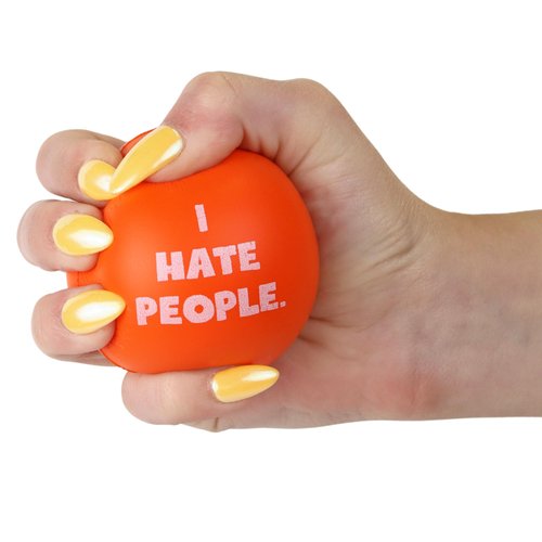 I Hate People Stress Balls, Funny Quote Grip Strengthener Squishy Ball, Coworker Gifts, 2.48 Inches