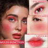 DuoZeng Cream Blush Stick with Brush,Double Head Blush Sticks for Cheeks Waterproof Cream Blush Makeup Stick Long Wearing Multi-Stick Blush for Lips,Cheeks & Eyes (#02 Rose Pink)