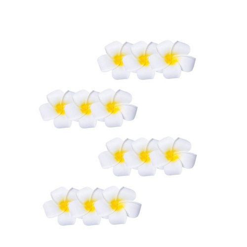 ASTRQLE 12PCS White 2.36&quot; Flower Hawaiian Hawaii Plumeria Foam Hair Clips for Bridal Wedding Part...