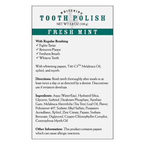 Melaleuca Whitening Tooth Polish Paste without Fluoride 3.8oz — Fresh Mint