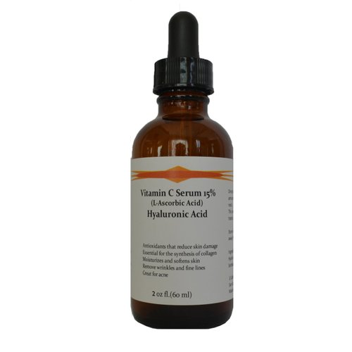 Vitamin C Skin Serum 15% (L-ascorbic Acid) with Pure Hyaluronic Acid Anti Aging Serum 4oz