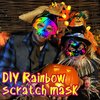 JMUQ Halloween Scratch Mask Games for Kids, 72Pcs Halloween Scratch Art Craft Kit Rainbow Scratch Paper Art for Halloween Party Favors Supplies Halloween Classroom Favors Halloween Activities