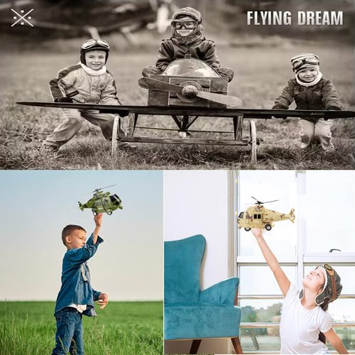 OCCAFY Military Helicopter Toy with Lights and Sound Sirens,Friction Powered Boys Army Toys,Rescue Vehicles Toys for Kids Aged 3 and Up,Best Toddler Kids Boys Gifts