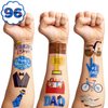 96 PCS Funny Happy Fathers Father’s Day Best Dad Ever Temporary Tattoos Themed Birthday Party Favors Decorations Supplies Decor Blue Papa Tool Tattoo Stickers Gifts For Kids Boys Girls School Prizes