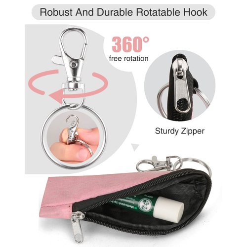 Meiiy Chapstick Holder Lip Balm/Gloss Sleeve Pouch Portable Lipstick Bag With Hook Gift for Women (3pcs)