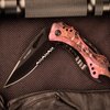 Tac Force- Spring Assisted Folding Pocket Knife – Black Stainless Steel Blade with Purple Camo Coated Aluminum Handle, Bottle Opener, Glass Punch and Pocket Clip, Tactical, EDC, Rescue - TF-705PC
