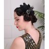 Aimimier 1920s Flapper Feather Hair Clip Black Roaring 20s Headpiece Costume Masquerade Hair Jewelry for Women and Girls (Style 1)