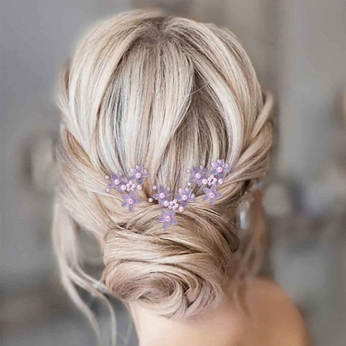 Aneneiceera Pearl Bride Wedding Hair Pins Pink Bead Hair Piece Bridal Flower Headpieces bridesmaid Hair Accessories for Women and Girls (Pack of 3)(Pink)