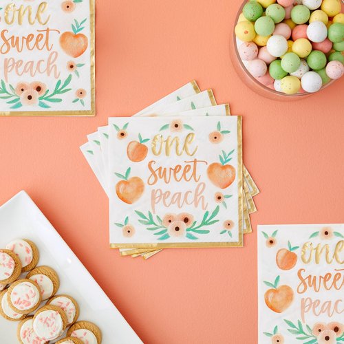 50 Pack Sweet Peach Paper Napkins for Baby Shower, Birthday Party Supplies (6.5 in)