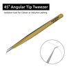 Tweezers for Eyelash Extension - Long 45° Angular Tip Tweezers - Hand Crafted Surgical Stainless Steel Precision Tweezers (Metallic Gold Powder Coated)