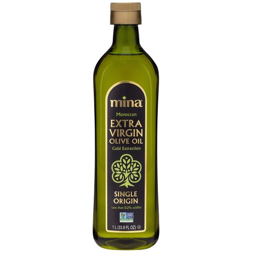 Mina Extra Virgin Olive Oil, New Harvest, Polyphenol Rich Moroccan Olive Oil, Single Origin Olive Oil, Cold Extraction, Less Than 0.2% Acidity, 33.8 Fl Oz (1Liter)