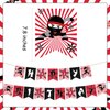 Fangleland Ninja Happy Birthday Banner for Boys Red Black Ninja Warrior Birthday Garland Anime Fans Theme Party Supplies