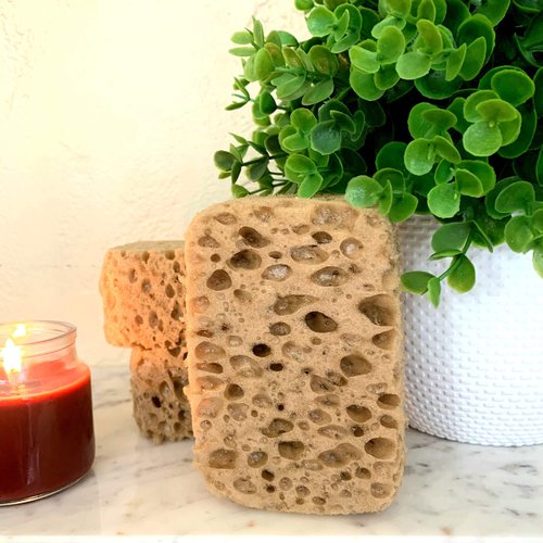 Michelle's Melting Pot Foam Bath Sponge Shower Sponge 3 Count (Tan Exfoliating)