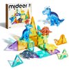 MiDeer Dinosaur Toy Magnetic Tiles 48 Pcs, Magnetic Building Blocks for Toddler 3-5, Educational Stack Tile Construction Magnet Block STEM Learning Toy for Kids Age 3-5 4-8