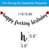 Happy Fucking Birthday Banner, Pre-Strung, Funny Black Paper Glitter Party Decorations for Adult Birthday Party Supplies, Letters Black,ABCpartyland