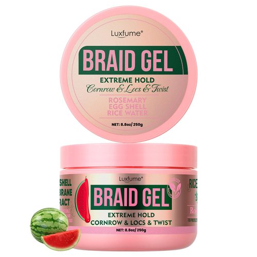 Braiding Gel Extra Hold 8.8 oz -Great For Braids,Twist, Locs & Smooth Edges - Braiding Gel Contains Rosemary Hair Growth Oil for Frizz Control, High Shine, Edge Control(Watermelon Flavour)