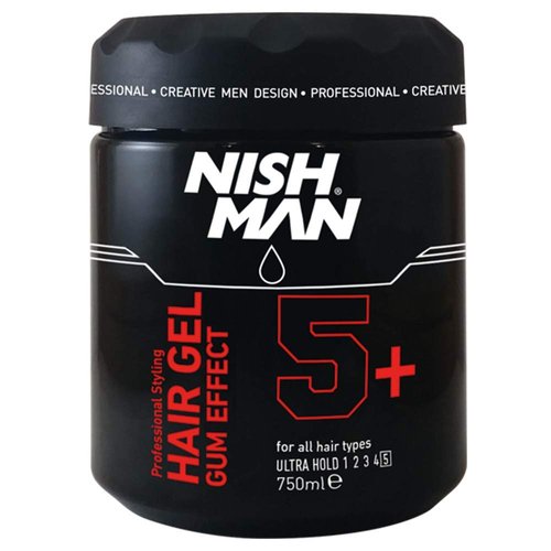 nishman Hair Styling Series (5+ Ultra Hold Styling Gel Gum Effect, 750ml)