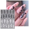 JMEOWIO 3D Embossed Black White Flower Nail Art Stickers Decals Self-Adhesive Pegatinas Uñas 5D Leaves Line Nail Supplies Nail Art Design Decoration Accessories 4 Sheets