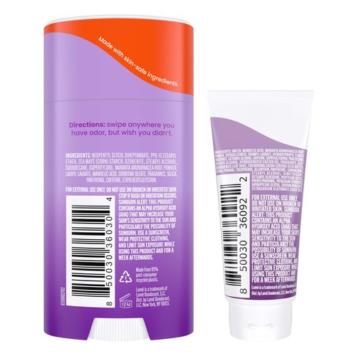 Lume Whole Body Deodorant - Invisible Cream Tube Mini and Solid Stick - 72 Hour Odor Control - Aluminum Free, Baking Soda Free, Skin Safe - 0.5 Oz Mini Tube + 2.6 Oz Solid Stick (Lavender Sage)