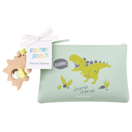 Stephen Joseph, Silicone Teether with Pouch Dino