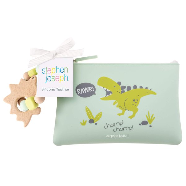 Stephen Joseph, Silicone Teether with Pouch Dino