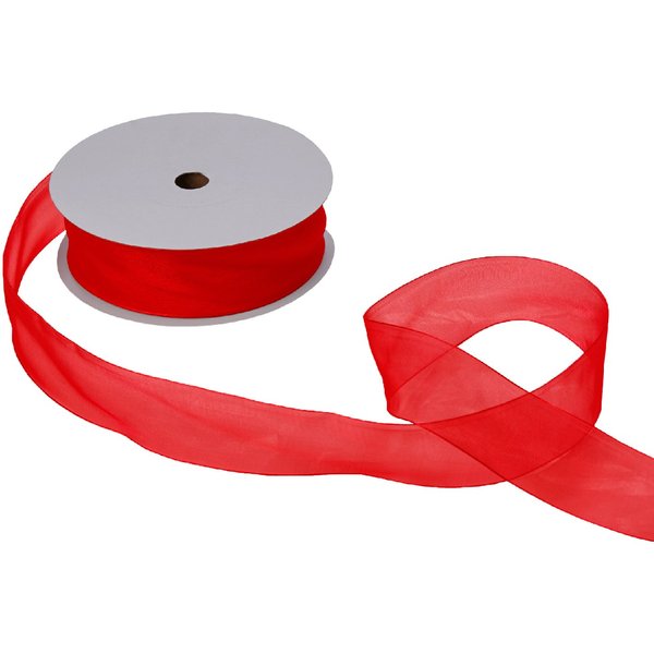 Jillson Roberts Bulk 1-1/2-Inch Sheer Ribbon, Red, 100 Yard Spool (BFR3209)