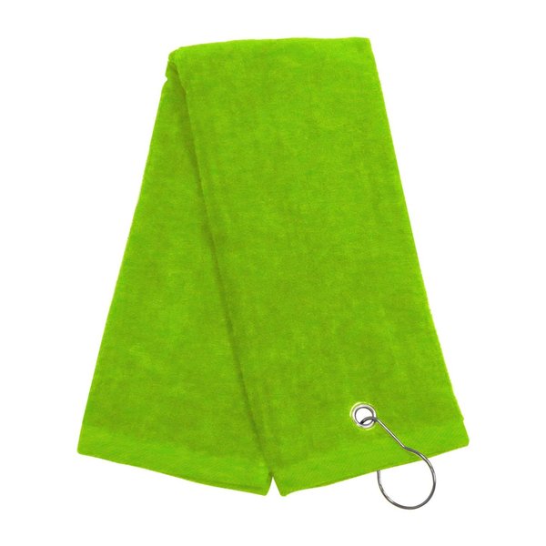 NEON Lime Green 100% Cotton Golf Towel Tri-Fold with Grommet & Hook for Golf Bag