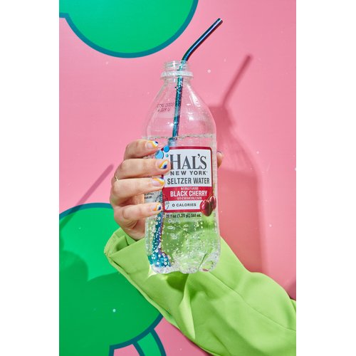 Hal's New York Seltzer Carbonated Black Cherry Flavored Sparkling Water, Zero Sugar, Zero Calorie, Zero Carbs, 20 Fl Oz (Pack of 24)