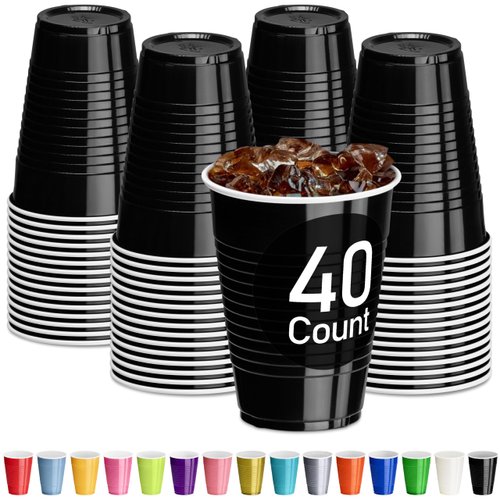 DecorRack Blue Plastic Cups, 12 oz Disposable Cups, Reusable Party Supplies (120 Count)