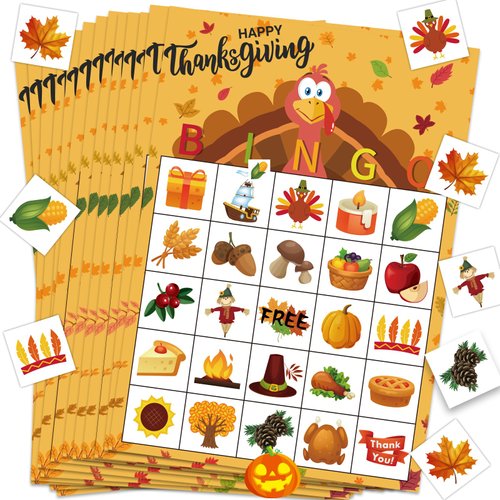 Happy Storm Thanksgiving Crafts for Kids, Thanksgiving Bingo Cards 24 Players Thanksgiving Games Party Favors for Kids Friendsgiving Activities Supplies Gifts for Kids