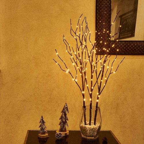 Hairui Lighted Brown Twig Branches Plug in with Dimmer and Timer 30IN 150 LED Fairy Lights, Lighted Willow Branches for Indoor Outdoor Spring Christmas Room Wedding Decoration (Vase Excluded)