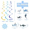 WERNNSAI Shark Party Hanging Swirls – 24 PCS Shark Party Supplies Birthday Decorations for Boys Ocean Shark Themed Party Baby Shower Ceiling Decor