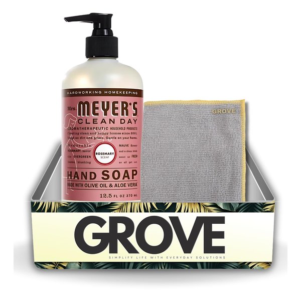 Clean Day Organic Rosemary Scent Liquid Hand Soap 12.5 oz Bundle with Microfiber Cloth - Gentle Hand Soap with Essential Oils & Aloe Vera - (2 Items)