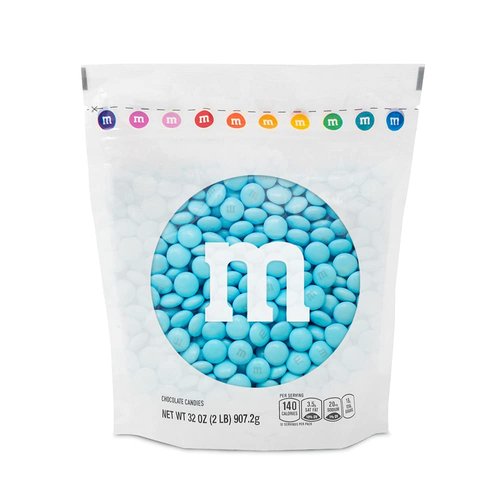 M&M’S Milk Chocolate Light Blue Candy, 2lbs of M&M'S in Resealable Pack for Baby Shower, Wedding Candy Buffet, Birthday Parties, Easter, Candy Bars, Sweet Stuff for DIY Party Favors