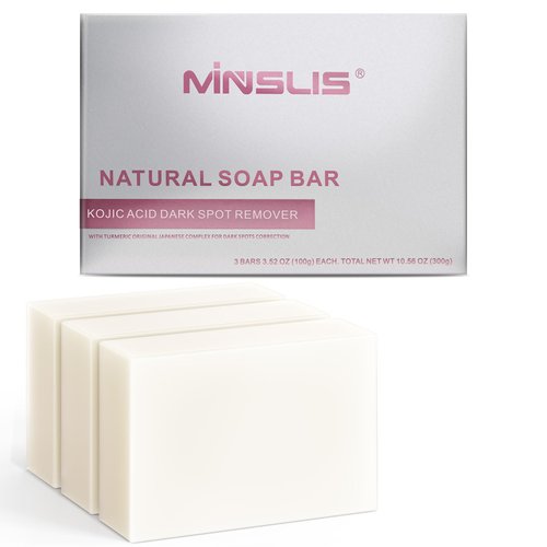 Koji White Pure Kojic Acid Skin Brightening Soap, 3-Pack Acne Skin Care Bath Soap for Exfoliating Face with Shea Butter Retinol, Sun Damage Skin with Hyaluronic Acid Vitamin C Vitamin E, 3.53 oz