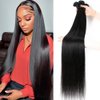 Human Hair Bundles Straight 3 Bundles 22 24 26 Inch 10A Straight Human Hair Bundles 100% Unprocessed Virgin Hair Weave Bundles Human Hair Extensions Natural Black Color