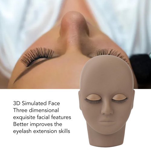 Lash Mannequin Head, Lash Practice Kit Makeup Eyelash Extension Practice Doll Head with 3 Pairs Removable Eyelids Double Layer Lashes Replaced Eyelids Training Mannequin Head