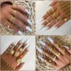 17KM 60Pcs Gold Crystal Vintage Ring Sets for Women, Boho Knuckle Stackable Midi Rings Pack, Aesthetic Grunge Finger Rings Sets for Teens Girls