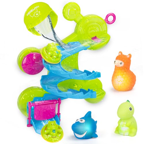Bath Toys for Kids Ages 1-3, Baby Bath Toy Wall Track Building Set for 1 2 3 4 Year Old Boys Girls, 3 Pack Light up Animal, DIY Kit Water Bath Tub Birthday Gift for Toddler