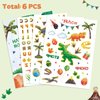 WERNNSAI Dinosaur Temporary Tattoos for Kids Girls - 6 Sheets Bronzing Styles Fake Tattoos Stickers 300+ with Alphabet Stickers Birthday Decorations Party Favors Supplies Gift for Children