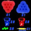 mishunyus 20 Pcs Glow Pool Pong Games,Light Up Floating Pool Games,Pool Party Games for Daytime/Nighttime,2 Inflatable Pong Rack(Red & Blue),12 Glow Cups, 6 Glowing Balls