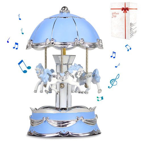 Kibuhain U R My Sunshine Carousel Horse Music Box with Rotating Base,Color Changing LED Lights,Hand-Painted Musical Figure,Music Boxes for Girls Daughter Granddaughter Friend Birthday Valentine's Day