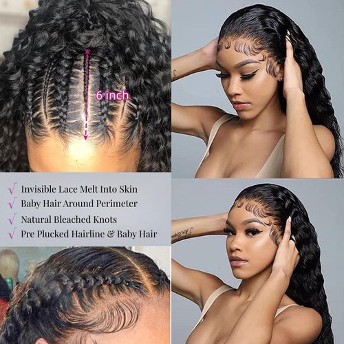 SODLIS 13x6 Deep Wave Lace Front Wigs Human Hair Pre PLucked 13x6 HD Lace Front Wigs Human Hair For Black Women Deep Curly Lace Front Wigs Human Hair Natural Color Glueless Wig (22 Inch)