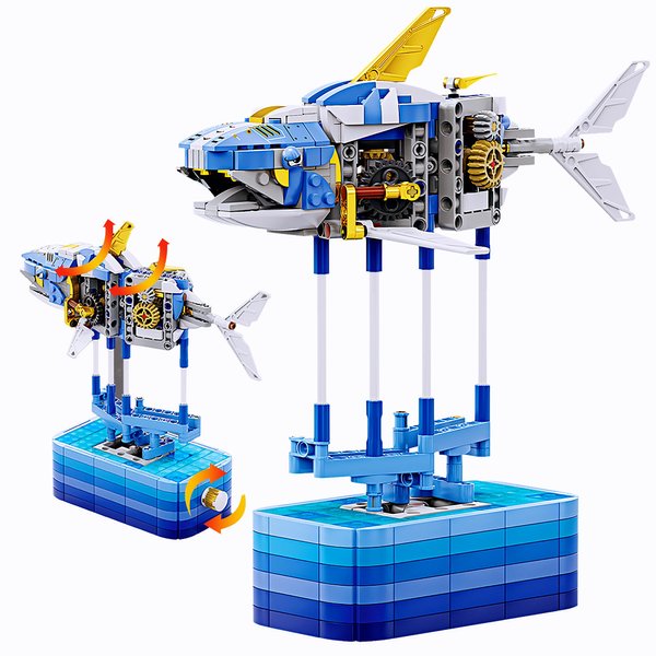 CAEROKEERL Shark Building Block Set - 581 PCS, Gear Playset, Marine Animal Set, Inspires Children's Creativity, STEM Educational Toys Gifts for Kids, Adults, Boys and Girls Ages 8 and Up