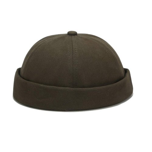 Zegoo Unisex Visor-Less Cap Cotton Denim Brimless Docker Cap Rolled Cuff Harbour Hat Summer Baseball Cap