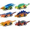 FFTROC Dinosaur Toys for Kids 3-5 Pull Back Cars 6 Pack - Monster Trucks Toys for 3 4 5 Year Old Boys Toys Birthday