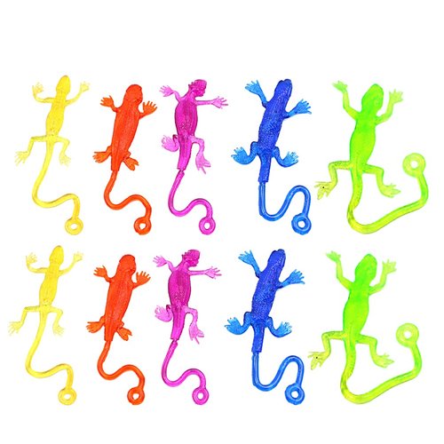 STOBOK Sticky Lizard, 24pcs Funny Sticky Lizard Toy Sticky Hands Lizard Gecko Figures Stretchy Sticky Lizards for Cosplay, Party Favors (Random Color)